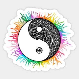 Black and White Yin Yang Mandala Sticker